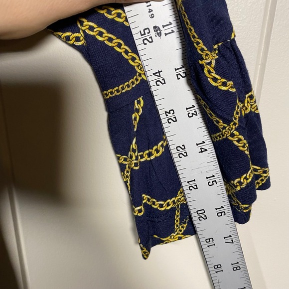 NWT MICHAEL KORS Women's Navy Gold Chain Print 3/4 Sleeve‎ Top Blouse Size L - Picture 15 of 15